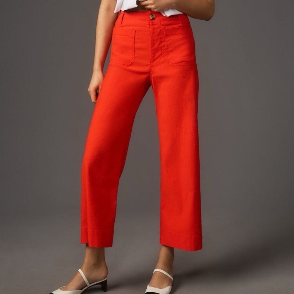 Maeve Wide Leg Pants in Bright Orange